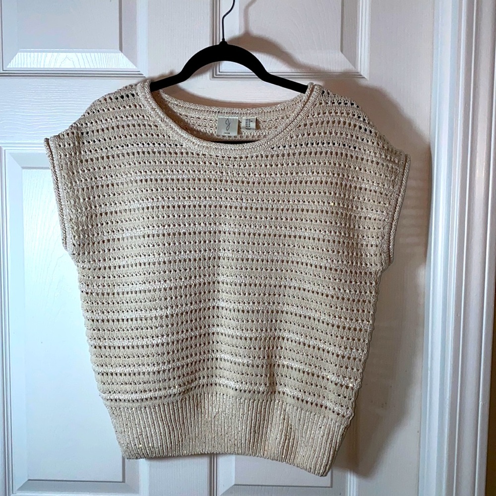 Joie Sweater Top Gold Metallic Size Medium Cable Knit